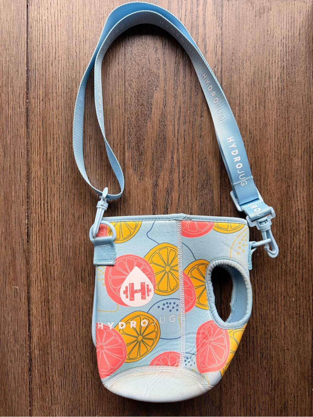HydroJug Light Blue Citrus-Print Bottle Holder
